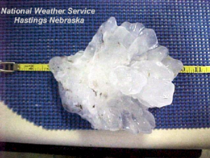 Large Hailstone on measuring tape